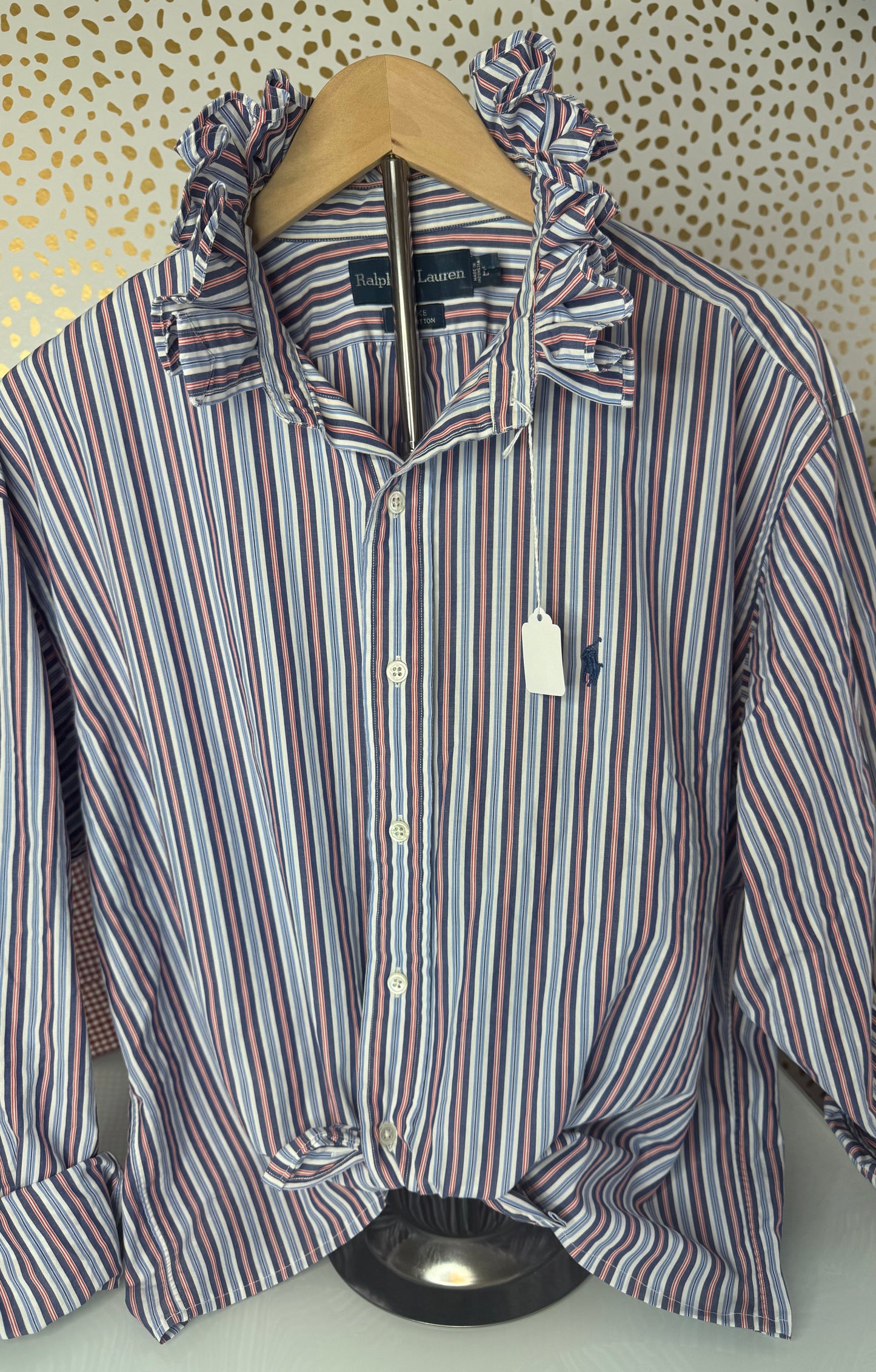 Red White and Blue Ruffle collar Oxford Ralph Lauren