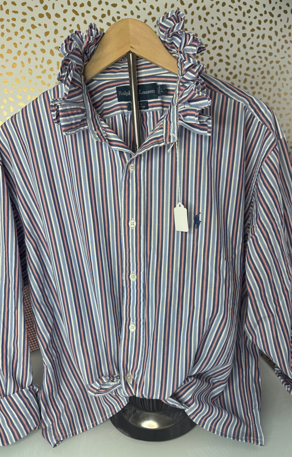 Red White and Blue Ruffle collar Oxford Ralph Lauren