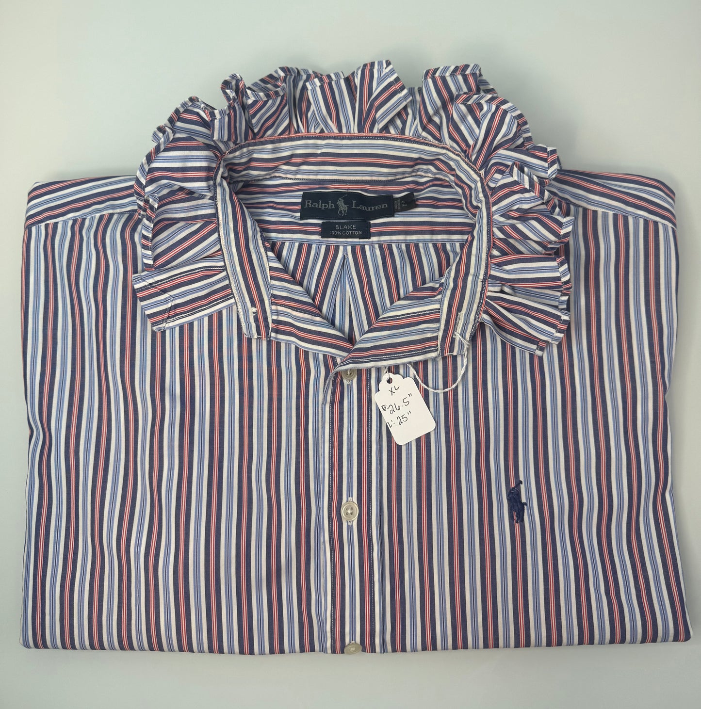 Red White and Blue Ruffle collar Oxford Ralph Lauren