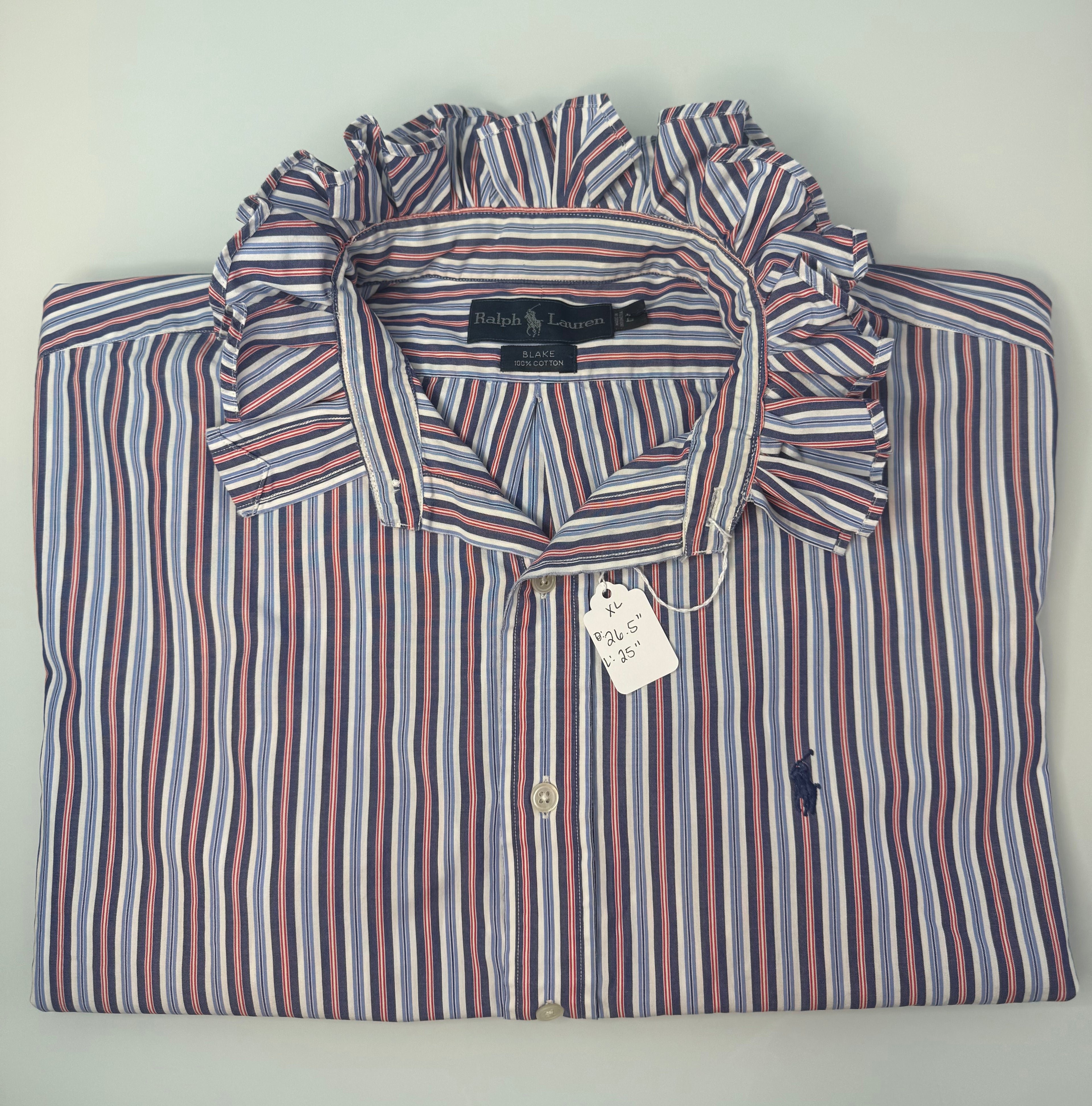 Red White and Blue Ruffle collar Oxford Ralph Lauren