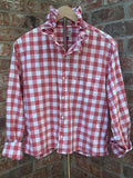 Size Large red check ruffle collar reworked oxford