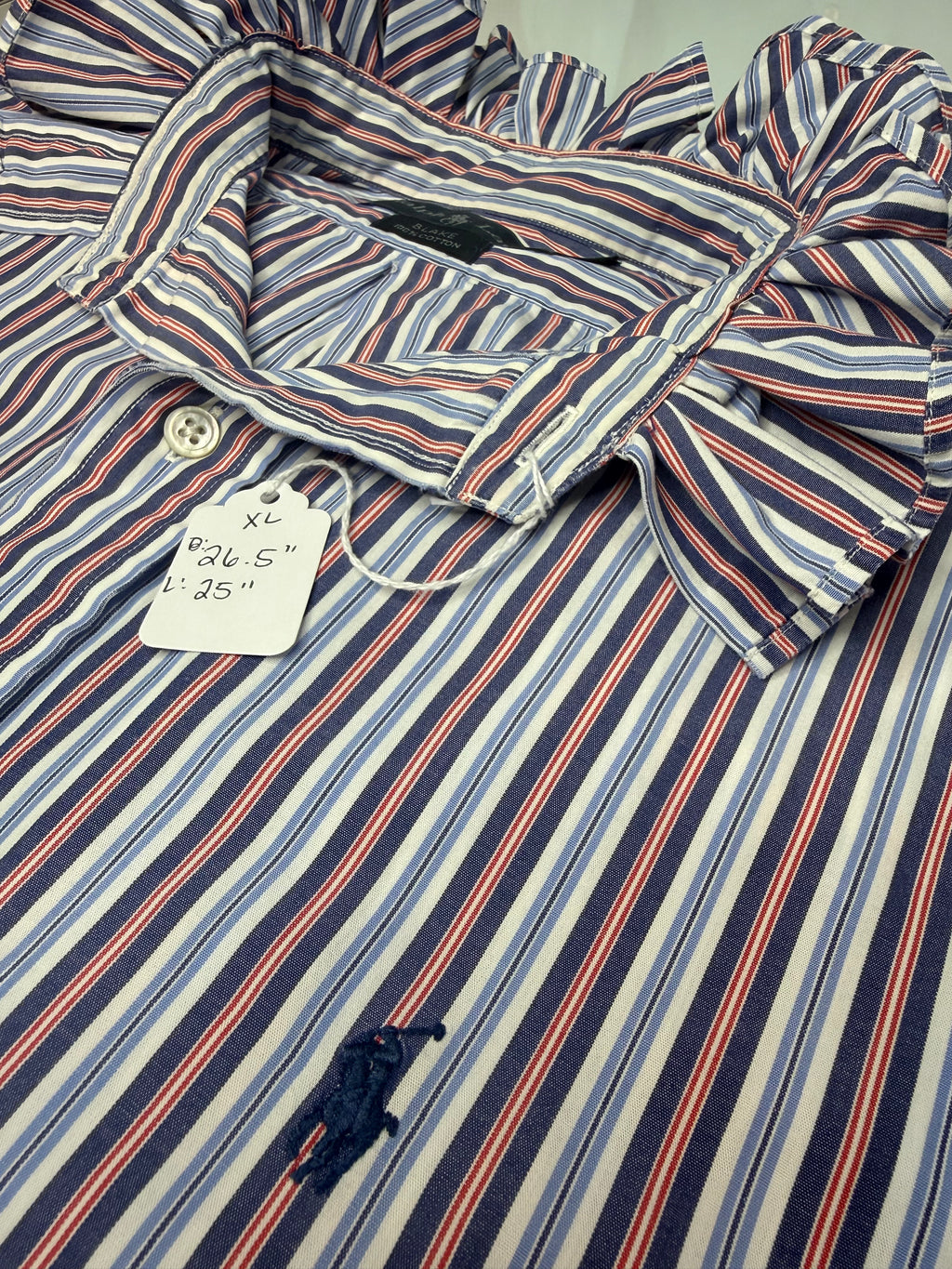 Red White and Blue Ruffle collar Oxford Ralph Lauren