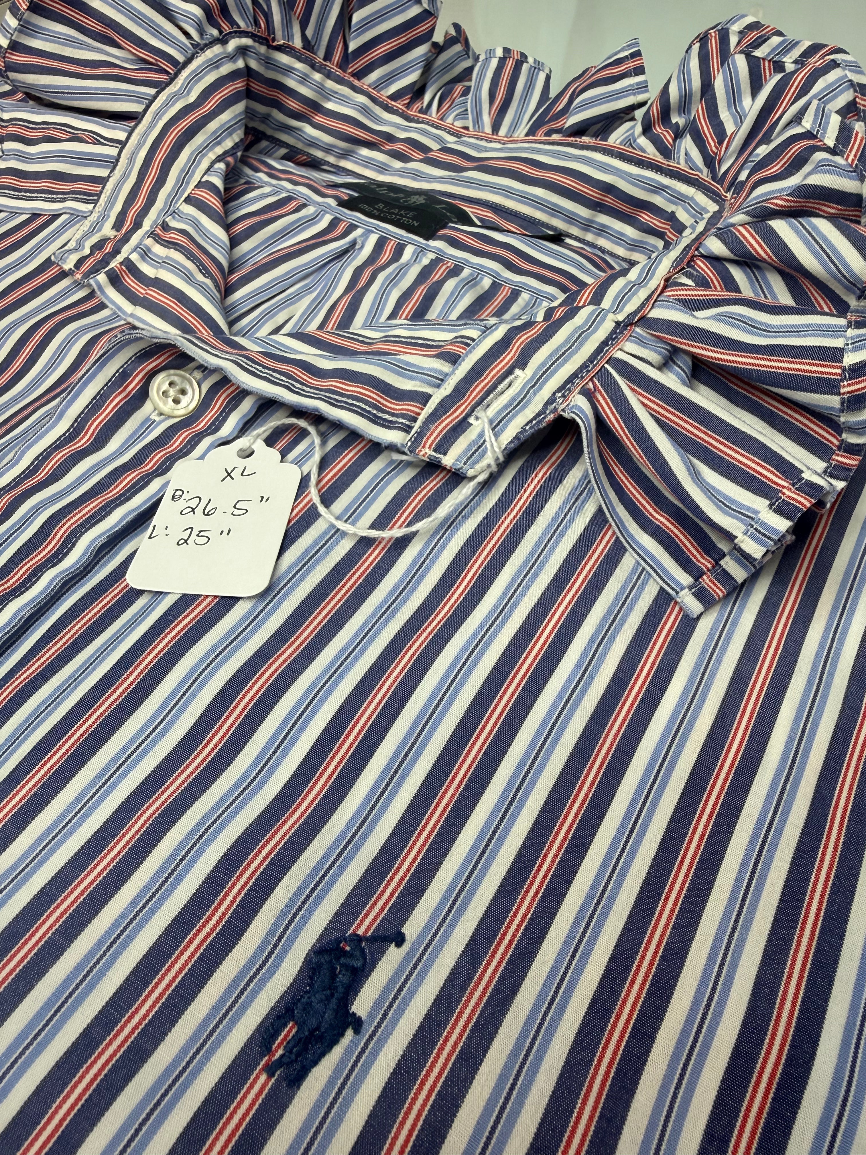 Red White and Blue Ruffle collar Oxford Ralph Lauren