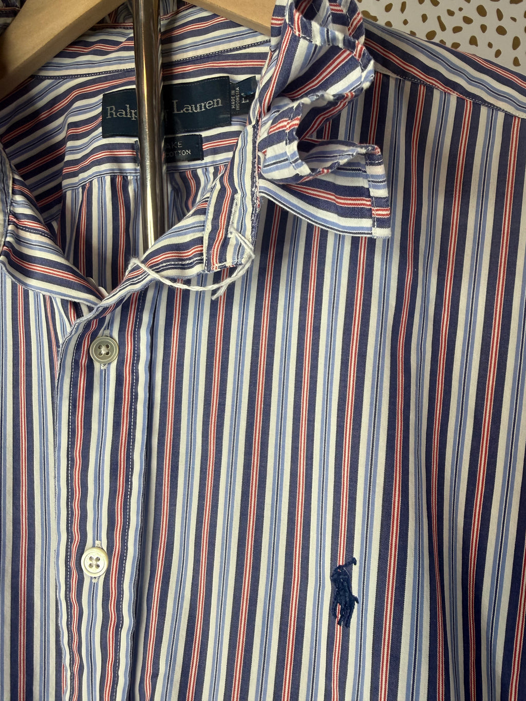 Red White and Blue Ruffle collar Oxford Ralph Lauren