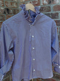 Navy check ruffle collar extra small