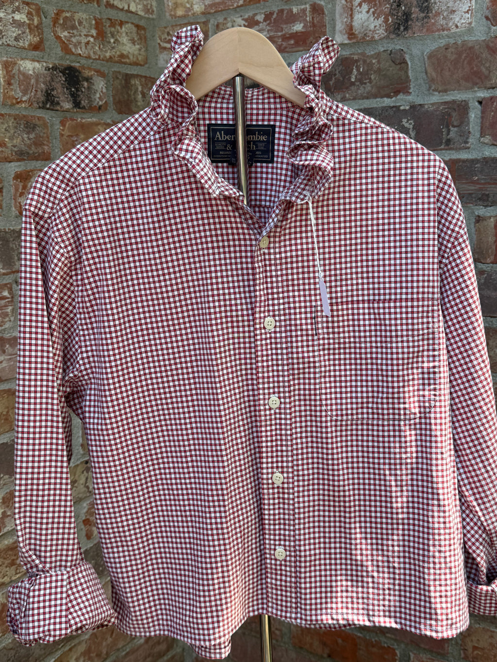 Red white check Navy stripe Medium Ruffle Collar