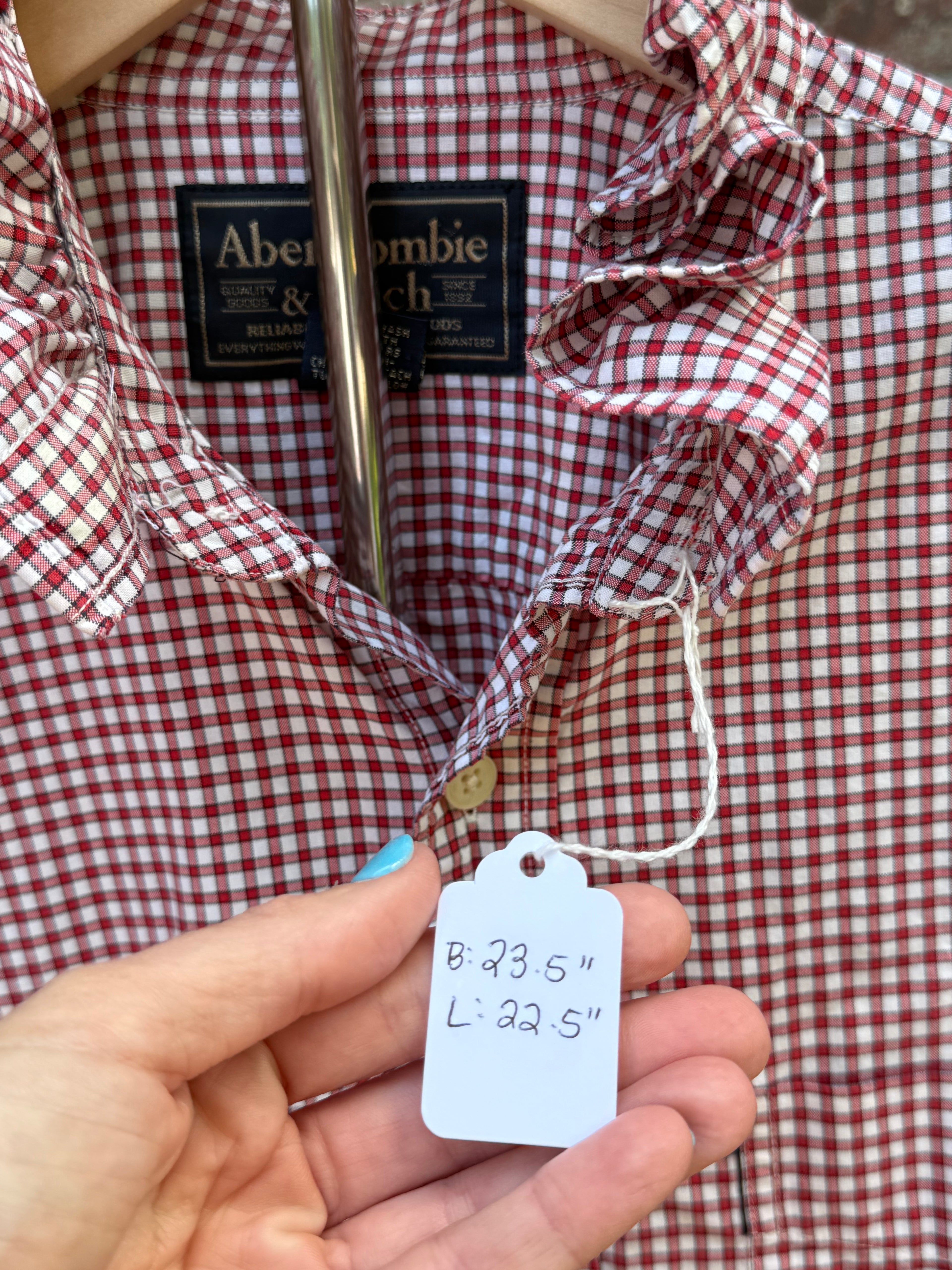 Red white check Navy stripe Medium Ruffle Collar