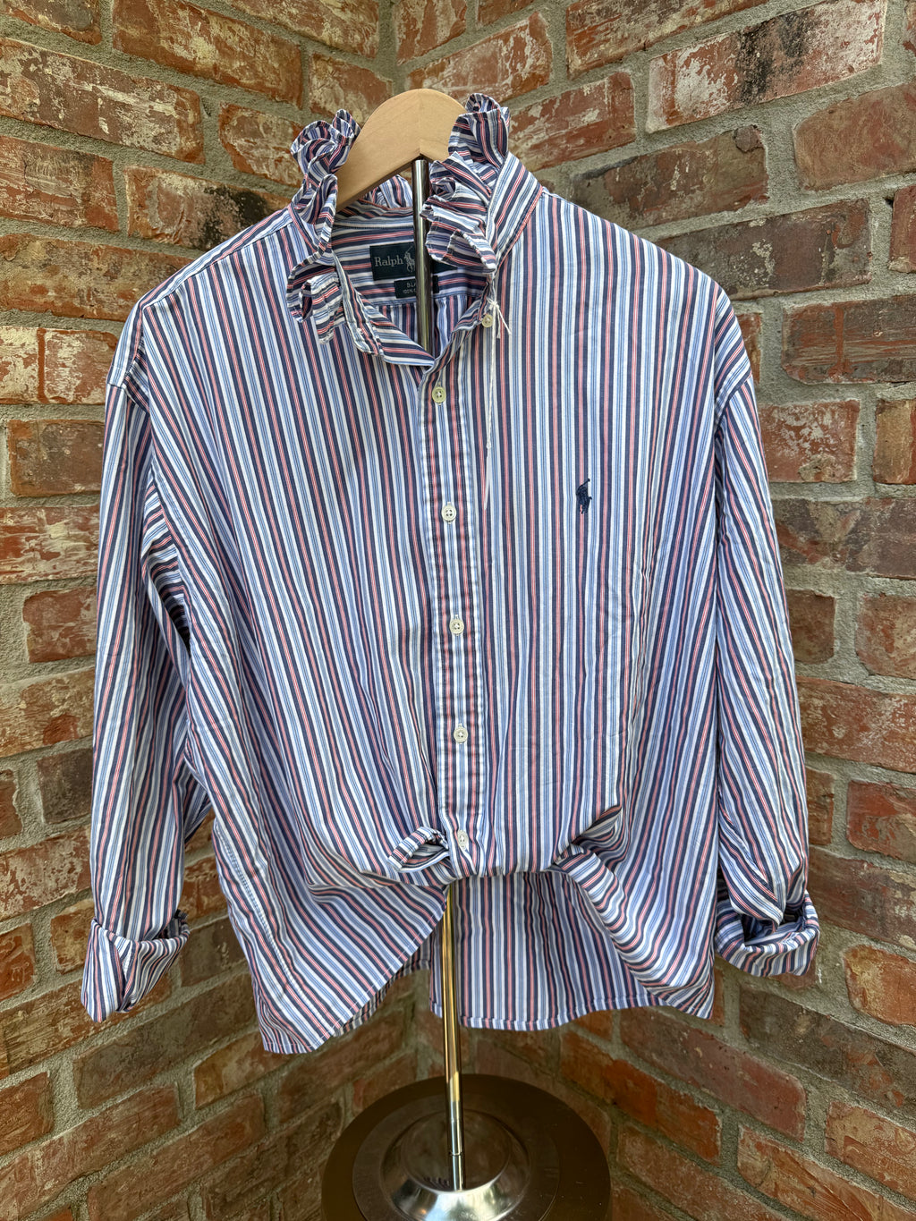 Red White and Blue Ruffle collar Oxford Ralph Lauren