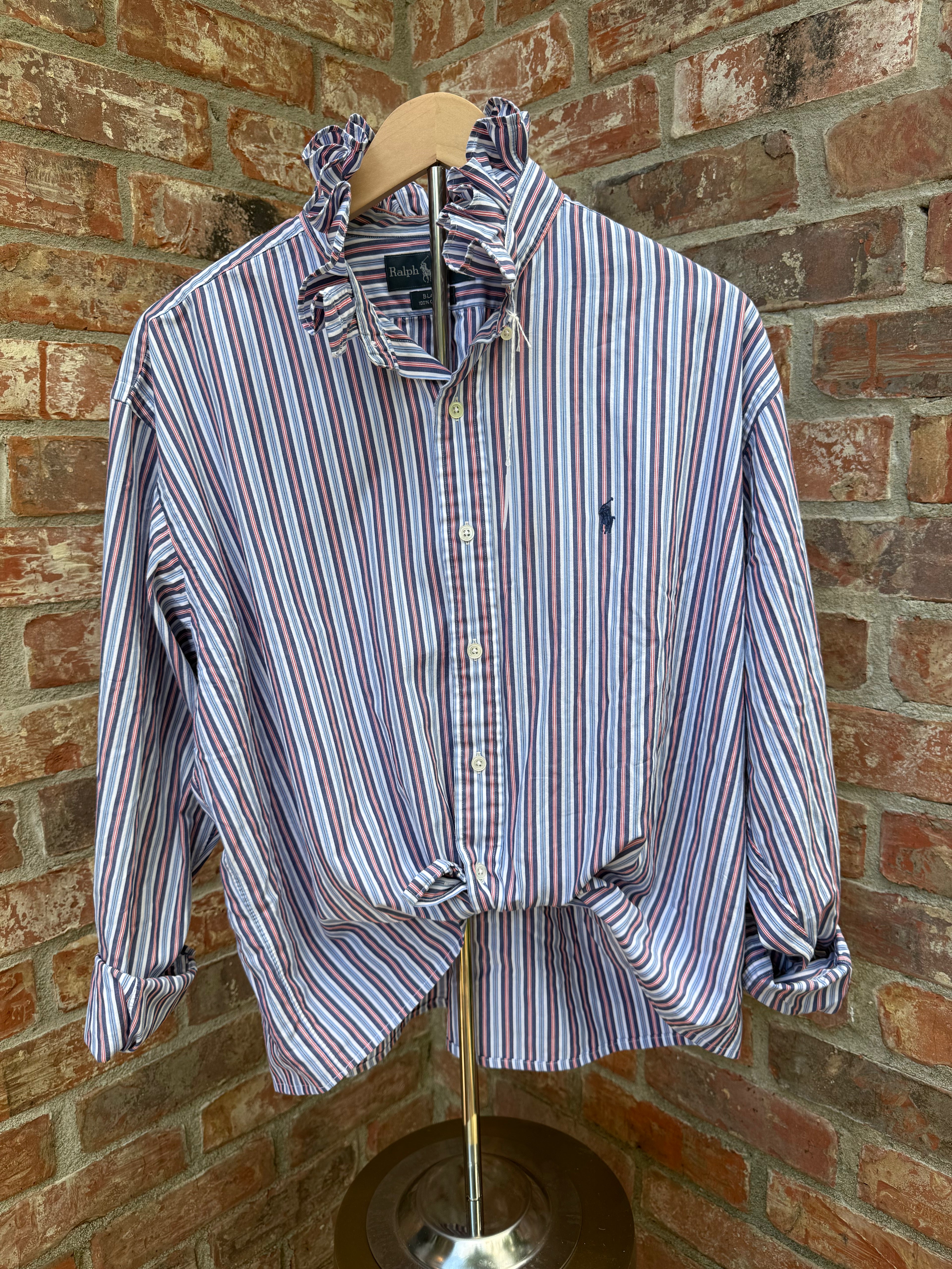 Red White and Blue Ruffle collar Oxford Ralph Lauren