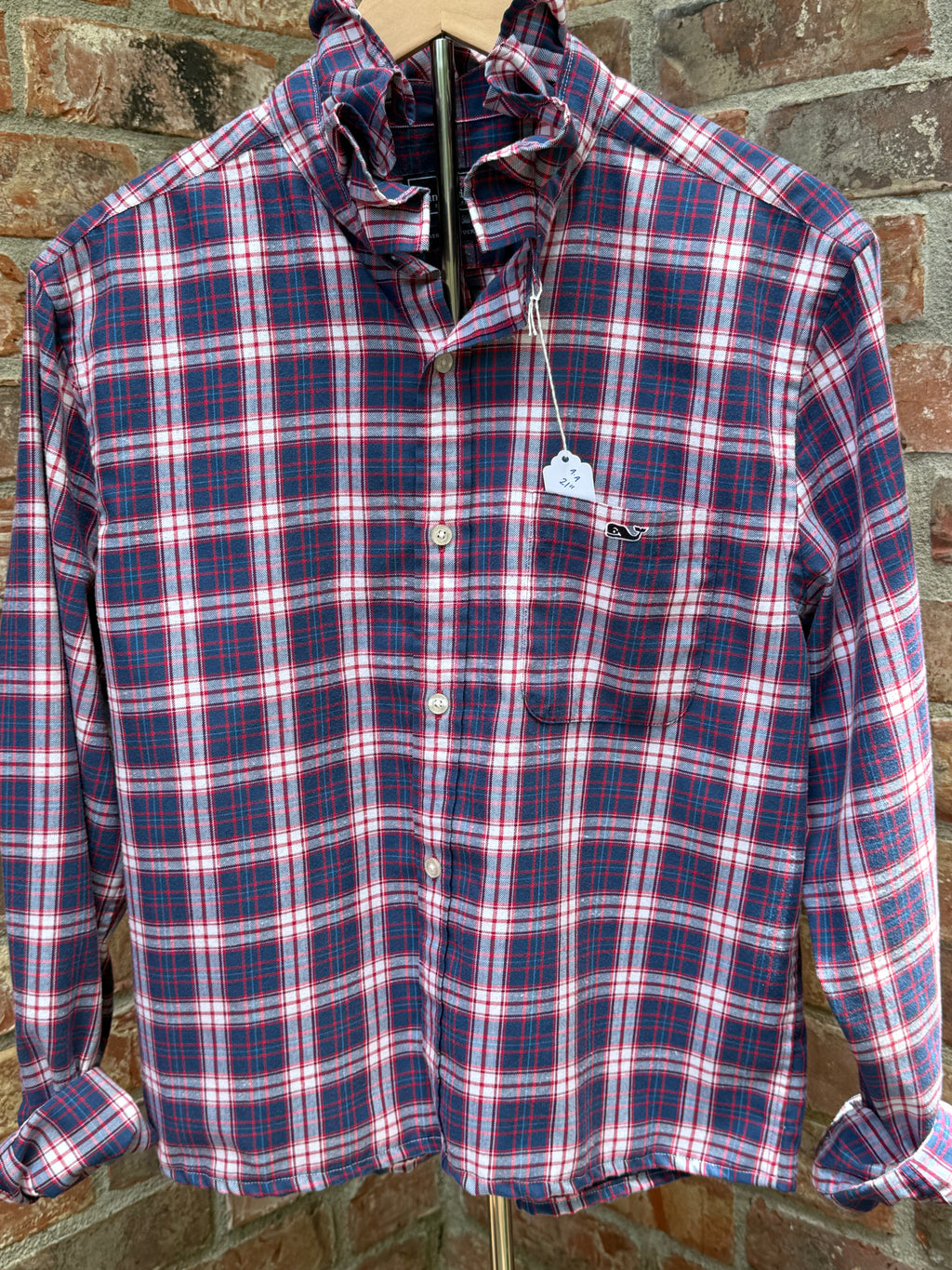 Long Sleeve RWB ruffle collar oxford