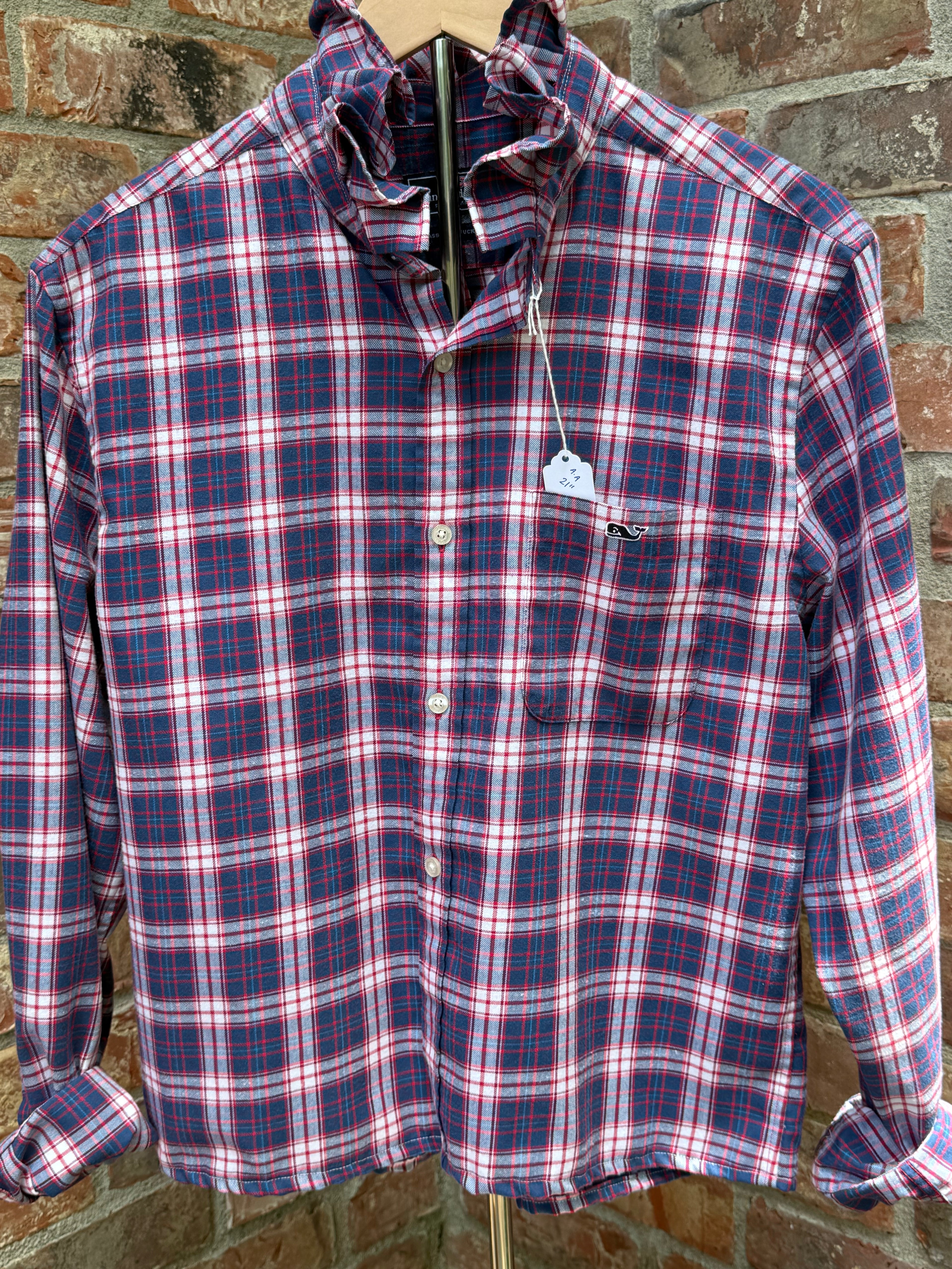 Long Sleeve RWB ruffle collar oxford