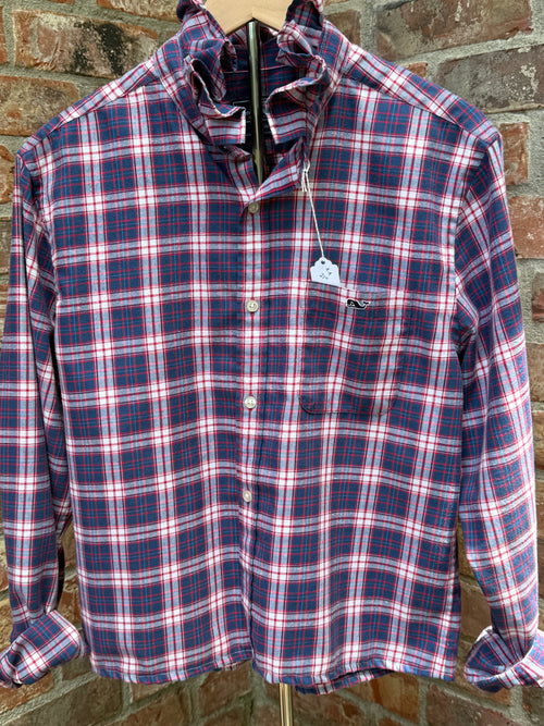 Long Sleeve RWB ruffle collar oxford