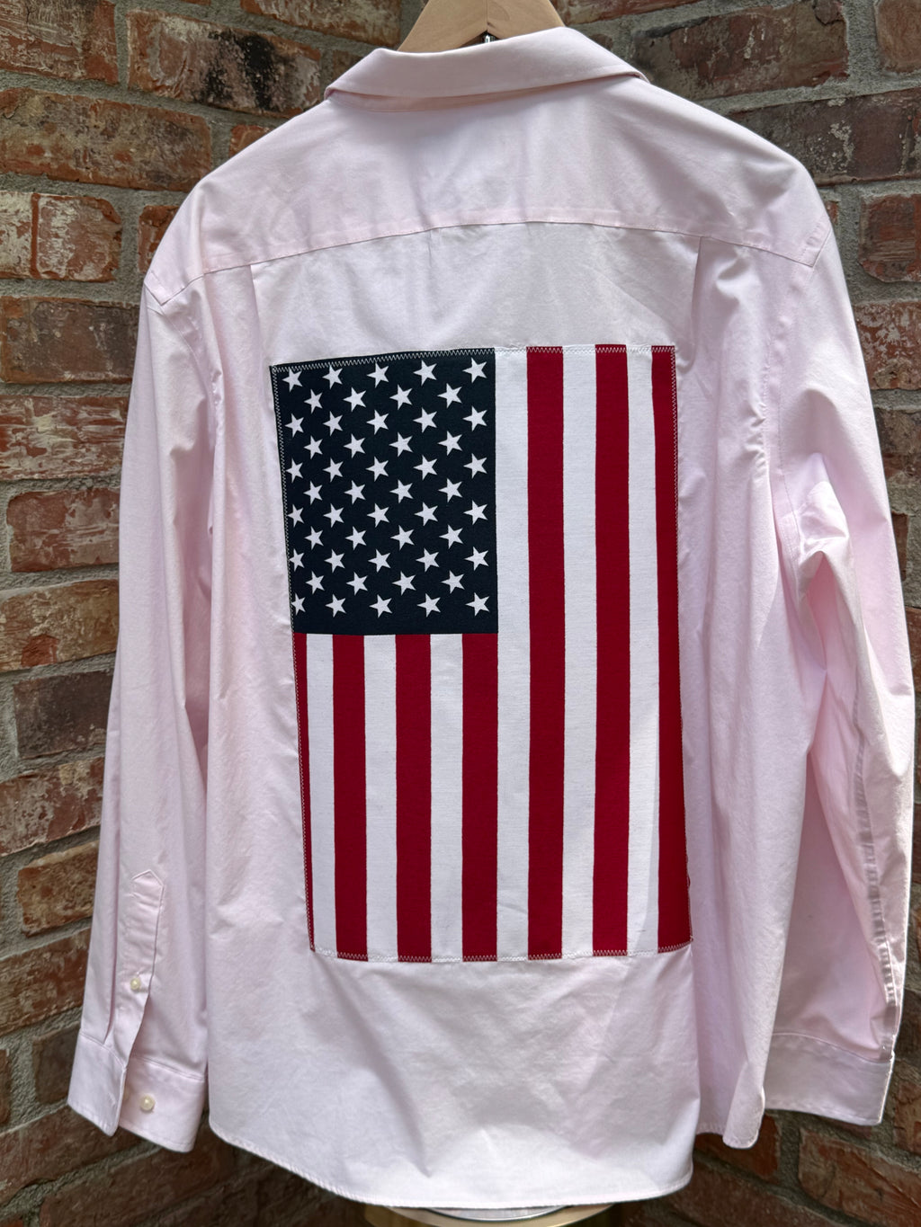 Long Sleeve XL oxford with flag applique