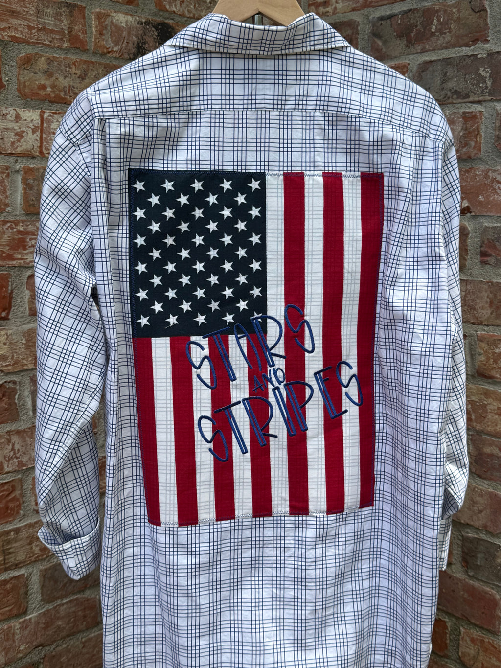 LS oxford with Flag applique and embroidery
