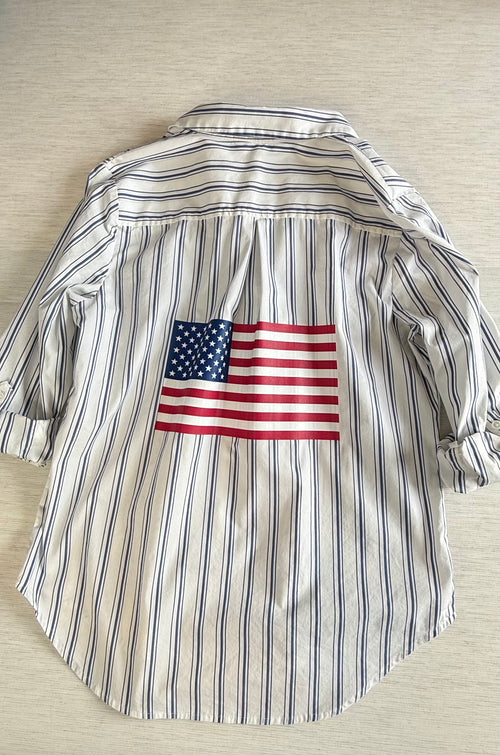 Long sleeve Flag applique shirt