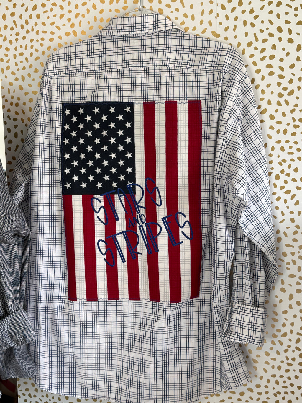 LS oxford with Flag applique and embroidery