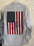 LS oxford with Flag applique and embroidery