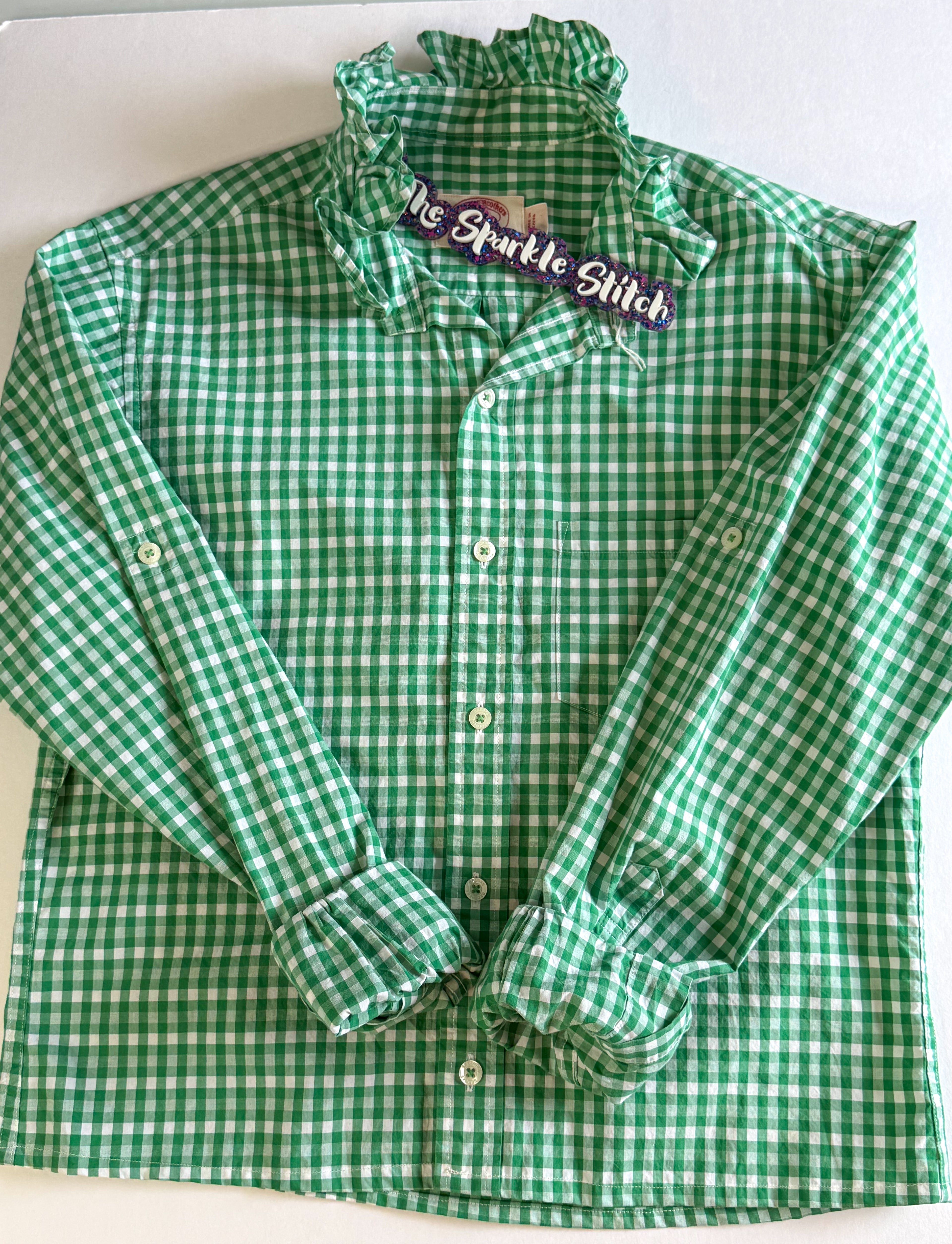 Reworked Green checked oxford